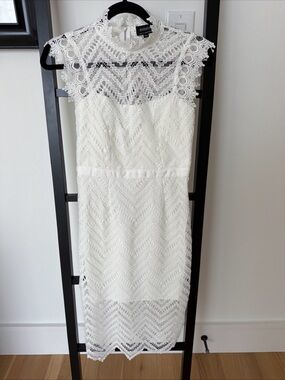 Bardot White Crochet Lace Midi Dress